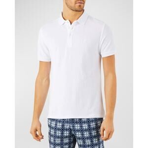 Vilebrequin Men Solid Terry Polo Shirt Short Sleeve Pullover Style White Size XL